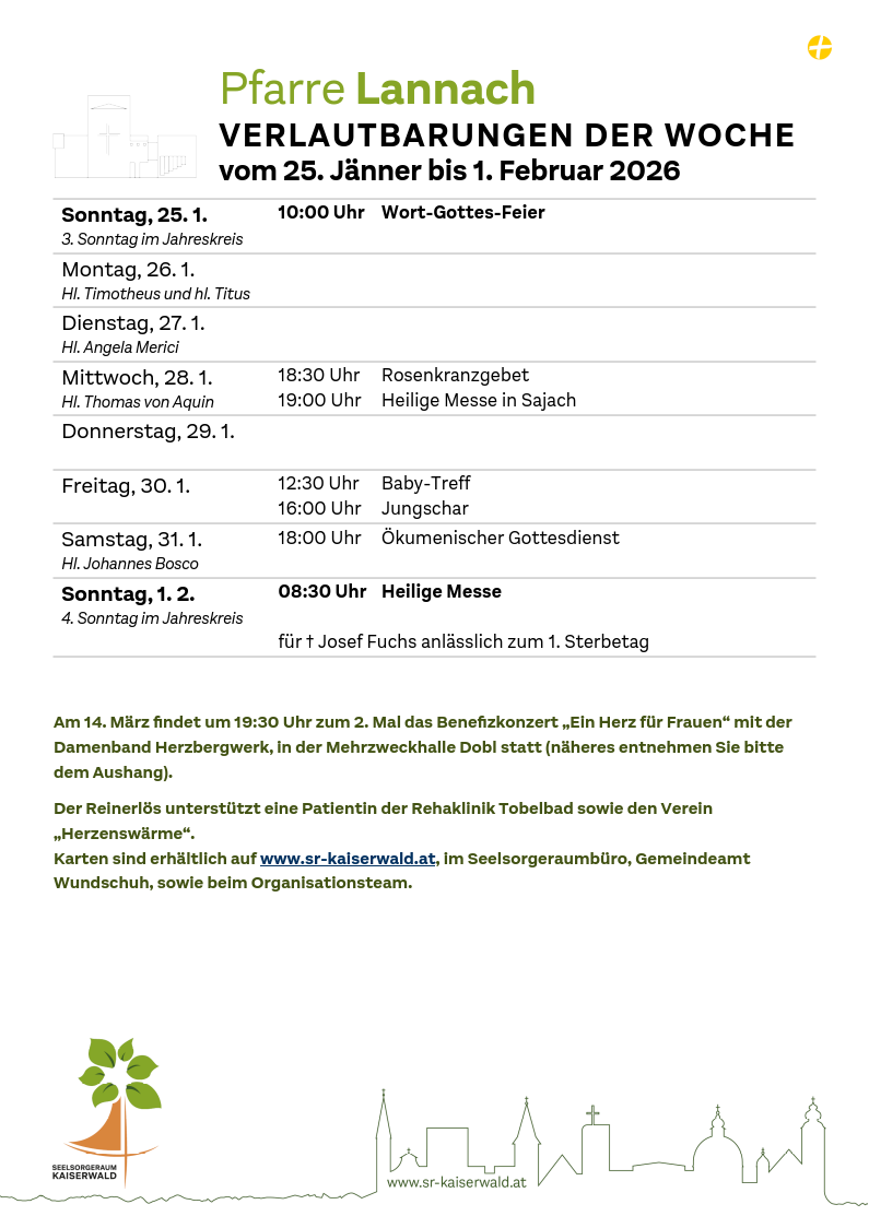 Verlautbarungen der Woche So, 25. 1.–So, 1. 2. 2026