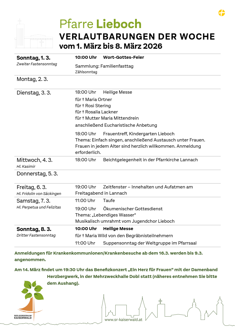Verlautbarungen der Woche So, 1. 3.–So, 8. 3. 2026