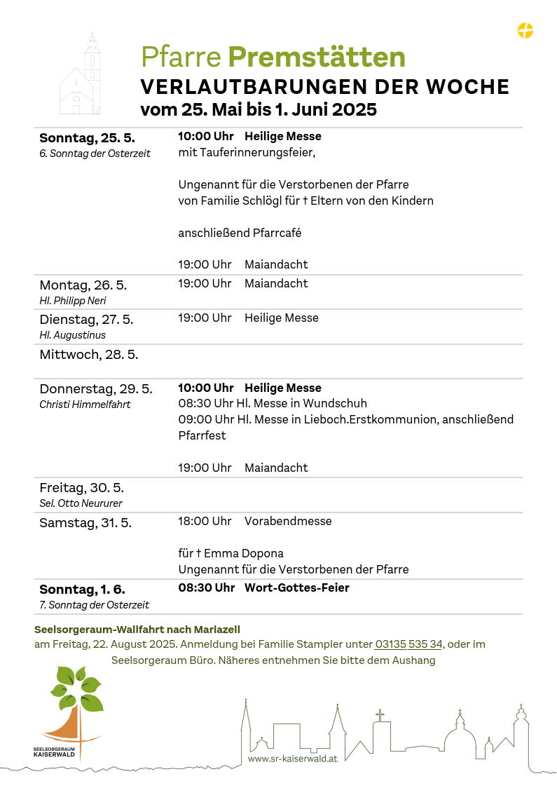 Verlautbarungen der Woche So, 25. 5.–So, 1. 6. 2025