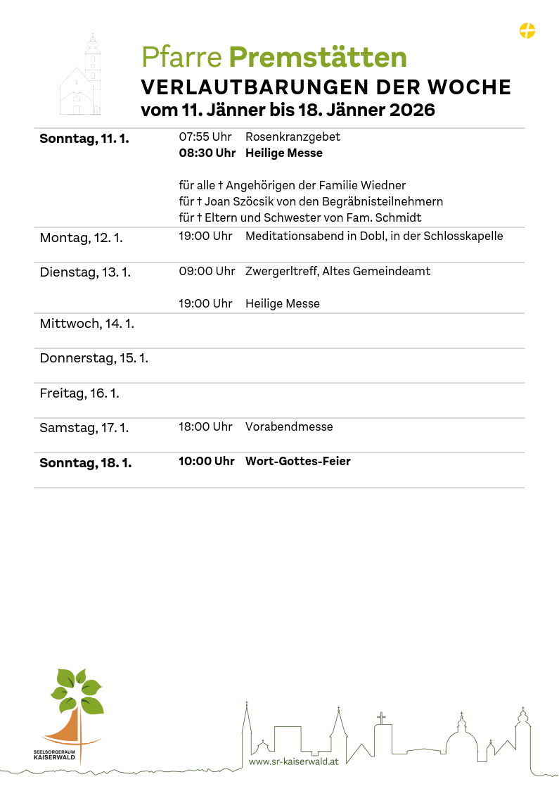Verlautbarungen der Woche So, 11. 1.–So, 18. 1. 2026
