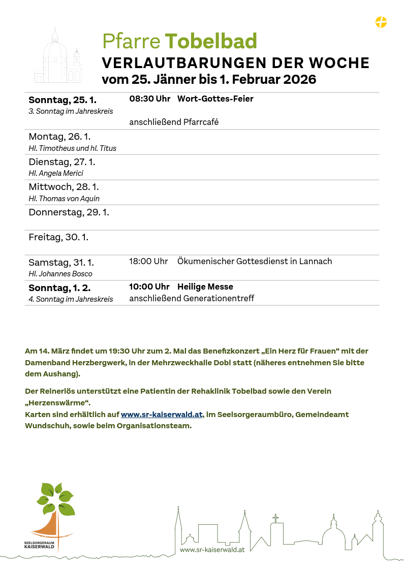 Verlautbarungen der Woche So, 25. 1.–So, 1. 2. 2026